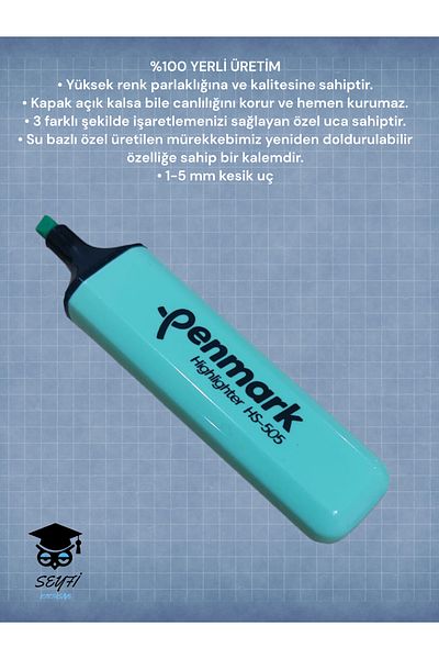 SEYFİKİRTASİYE TURKISH MALI PHOSPHORUS PEN VIVID COLORS REFILLABLE MARKING PEN HIGHLIGHTER