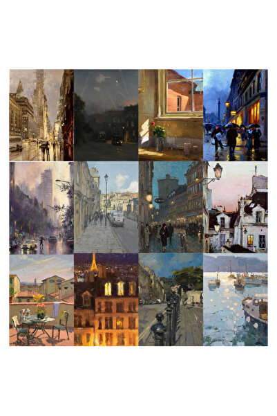 Ororabutik Yağlıboya Sanat Art Fransız Poster Seti-12 Adet A5
