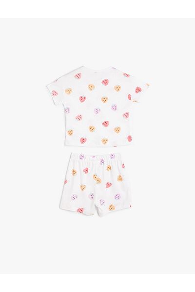 Koton Baby Girls Heart εμπριμέ σορτς T-shirt Σετ 4SMG10063AK