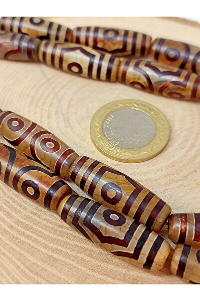 Yasamtohumu Тибетски ахат с 3 очи, цилиндрично шлифован, 10x30 мм/брой (45810-1)