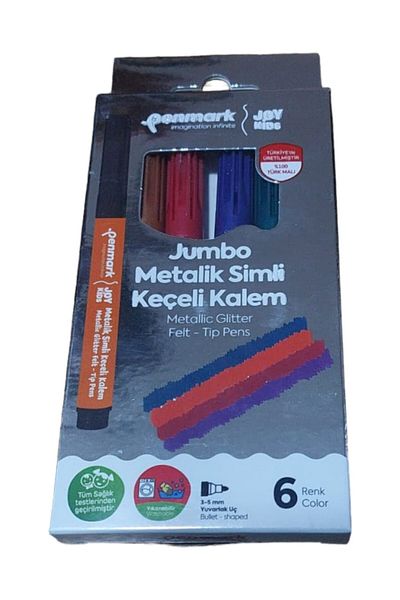 SEYFİKİRTASİYE SUPER WASHABLE JUMBO METALLIC SILVERY SEALED PAINTING PEN 6 COLORS TURKISH MALI 3-5 MM NIB