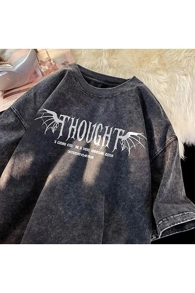 Touz Moda Unisex Oversize Vintage T-shirt - Washable Streetwear Rose Printed