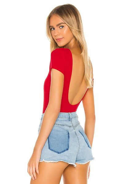 zaccana z Women's Boat Neck Low-cut Short Sleeve Bodysuit