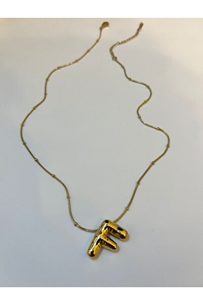 JEWELRY قلادة فولاذية بحروف الفقاعات (حرف F)