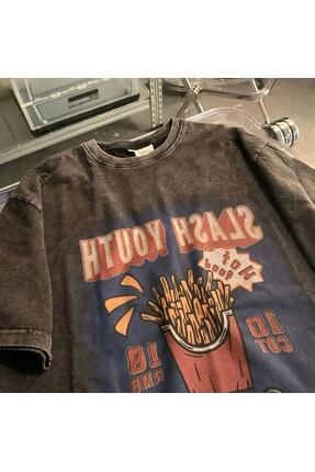 Touz Moda Y kamal Streetwear Retro Bask l Unisex Oversize Vintage T shirt Fiyat Yorumlar Trendyol