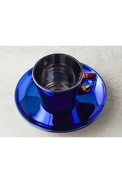English Home Kyra Cam Navy Blue - 4 Pieces Coffee Cup Set for 2 People