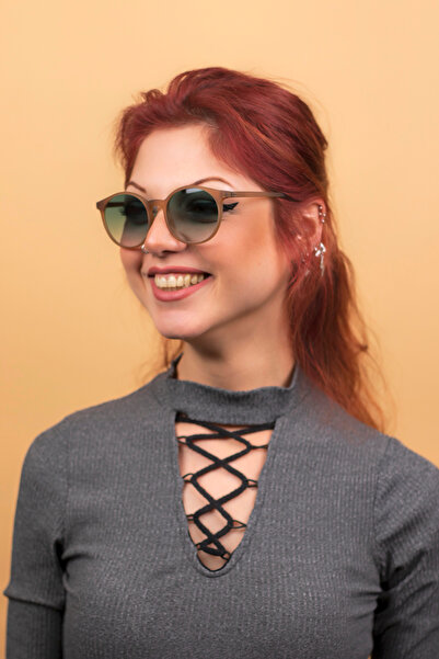 By Donetto Cream Green Sunglasses