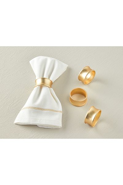 English Home Lunar Metal - Set of 4 Gold Napkin Rings