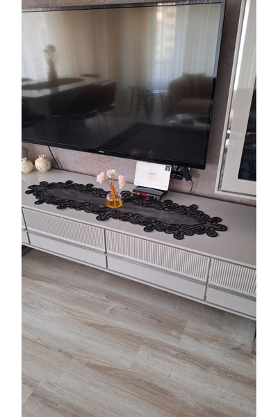 Cilano Çok Amaçlı Dantel Anglez Tv Örtüsü Siyah