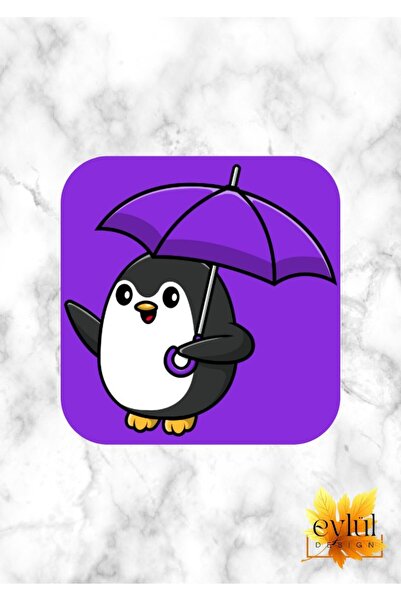 Eylül Design لطيف مظلة البطريق مطبوعة تصميم مخصص مطبوعة MDF قاعدة أكواب مربعة...