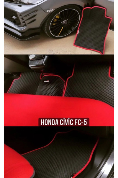 HONDA CİVİC FC5 AKILLI OTO PASPAS SİYAH-KIRMIZI ŞERİT