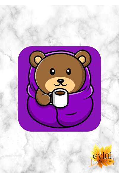 Eylül Design لطيف تيدي بير مطبوعة تصميم خاص مطبوعة MDF قاعدة أكواب مربعة عالي...