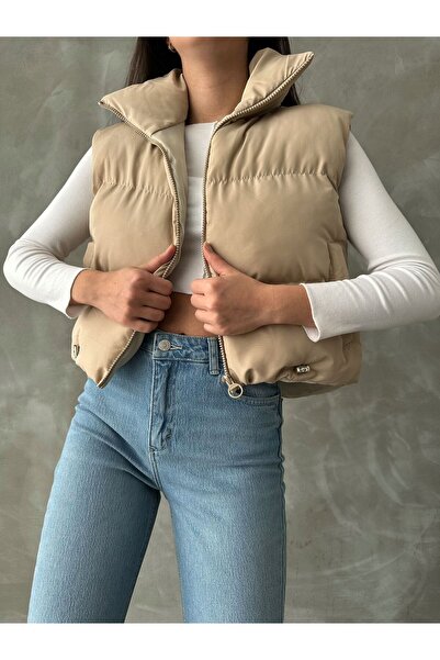 MEECY Women's Short Crop Puffer Vest