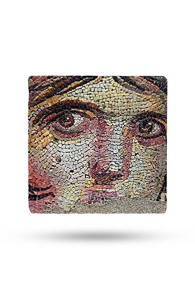 Begoloni Stone Decor Natural Stone Trivet 20X20Cm Zeugma Mosaics Printed Natural Stone Teapot Coaster - Pot Pan Coaster