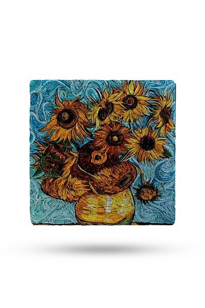 Begoloni Stone Decor Van Gogh Artifact Printed Natural Stone Trivet 15X15Cm Pot Pan Mat