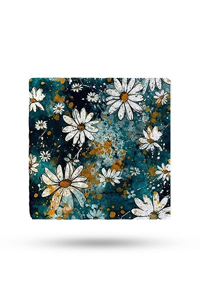 Begoloni Stone Decor Natural Stone Trivet 20X20Cm Daisy Flowers Printed Stone 349 Teapot Coaster-Pot Pan Coaster