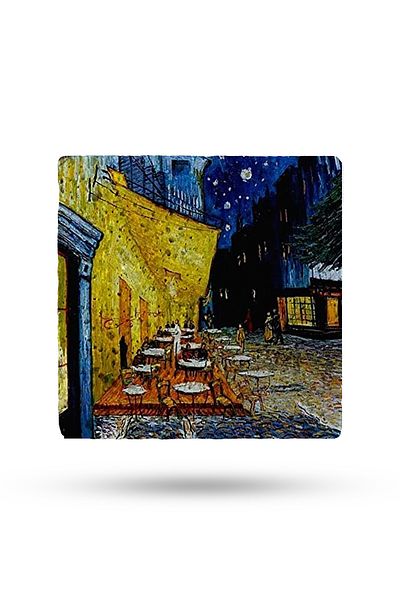Begoloni Stone Decor Natural Stone Trivet 20X20Cm Van Gogh Artifact Printed Teapot Base - Pot Pan Base