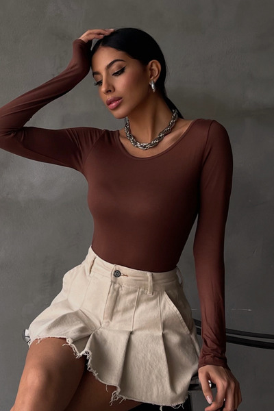 Bipantolon Γυναικεία Bitter Brown Πριγκίπισσα γιακά Μπλούζα