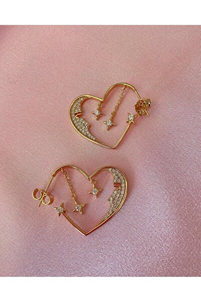 h&b design jewel Çelik Hilal Detaylı Tasarım Küpe