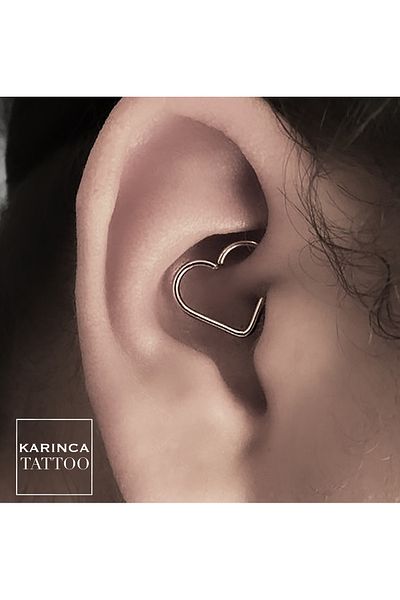 Karınca Piercing Thin Heart Ear Flat Forward Helix Anti Tragus Ring Rook Piercing Earring (Ant Tattoo)
