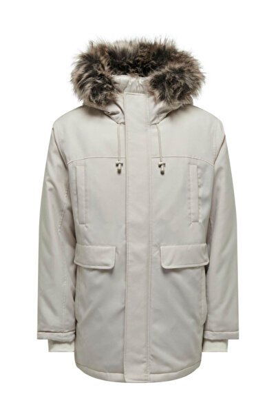 Only & Sons Erkek Parka Gümüş 22027557 Onsfuture Faux Fur
