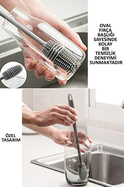 NOYİSKA Biberon Matara Silikon Cam Şişe Fincan Yıkama Fırçası Çok Fonksiyonlu...