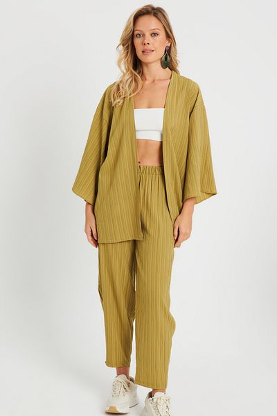 Cool & Sexy Női becsomagolt kimonó szett Khaki Q983