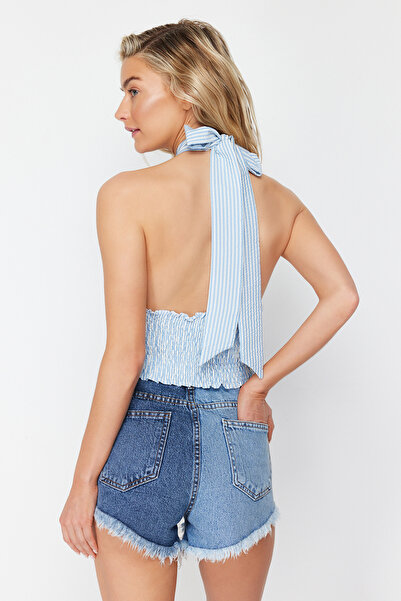 Kolekcia Trendyol Modrá tkaná blúzka TBESS21BZ1901