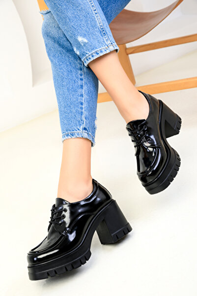 SOHO Black Patent Leather Women's Casual Shoes 18598