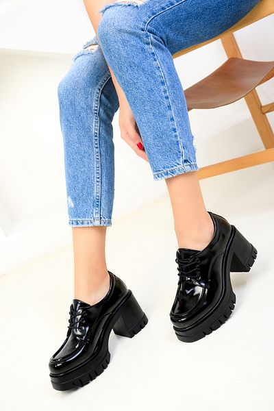 SOHO Black Patent Leather Women's Casual Shoes 18598
