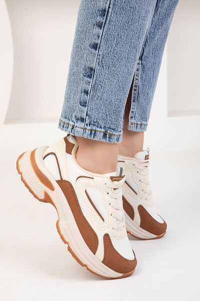 SOHO Beige-Hellbraune Damen-Sneakers 18802