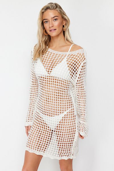 Trendyol Collection Mini ekrü kötöttáru strandruha - TBESS24EL00065