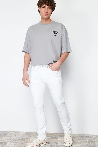 Trendyol Collection Білі джинси з еластичної тканини Slim Fit Джинсові штани TMNSS24JE00011