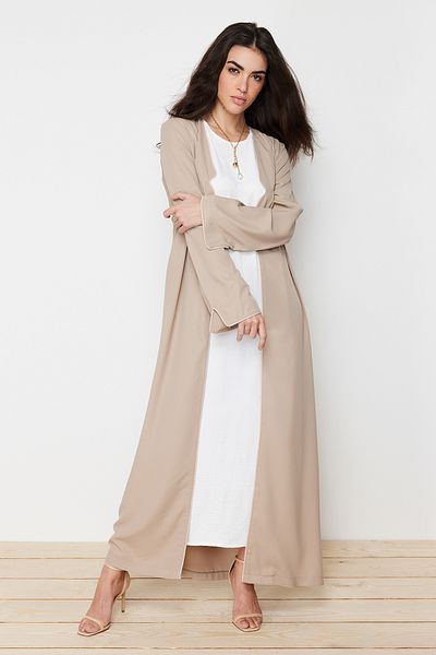 Trendyol Modest Lange gewebte Aerobin-Kappe mit Steinpaspelierung & Ferace & Abaya TCTSS24KF00012