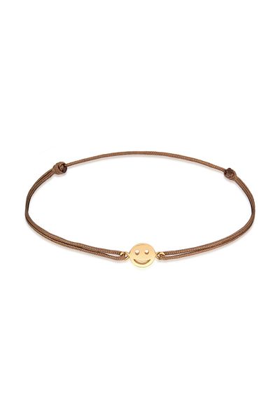 ELLI Armband mit Smile Face Textil 925 Silber vergoldet