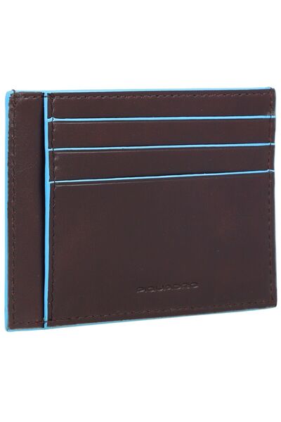 PIQUADRO Leather card case, Blue Square, PP2762B2R, Mogano, Unisex