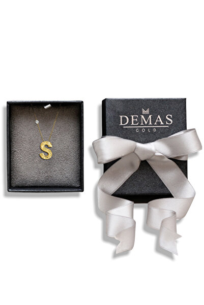 Demas Gold 14 Ayar Altın İtalyan Tasarim Pırlantalı S Harfi Kolye