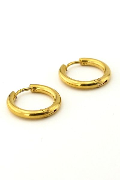 Solfera Yellow Stainless Steel Round Design Hoop Steel Earrings E761