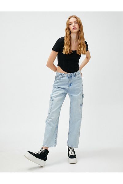 Koton Denim-Cargohose mit Taschendetail