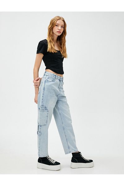 Koton Denim-Cargohose mit Taschendetail