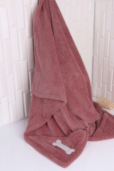 Baveno Pet Cat - Dried Rose Drying Towel with Pockets and Bone Embroidery