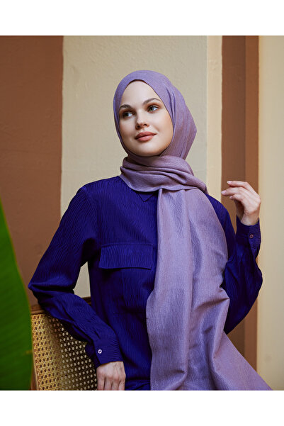 Scarf Jakarlı Ağaç Kabuğu Koton Şal - Sirke -