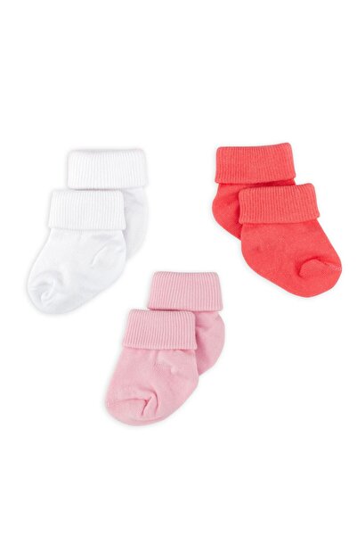 Novibaby 3'lü Bambu Yenidoğan Bebek Çorap I Rose I Kız Erkek Bebek Çorabı