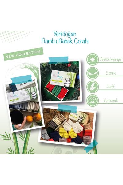 Novibaby 3'lü Bambu Yenidoğan Bebek Çorap I Rose I Kız Erkek Bebek Çorabı