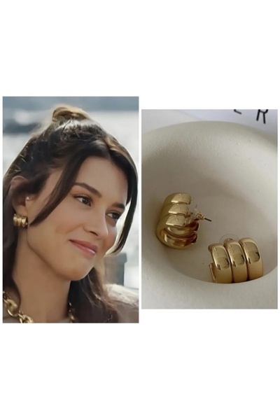 Ela takı Aksesuar 316L Kararmaz Çelik Halka küpe Bir Küpe 3 lü görüntü