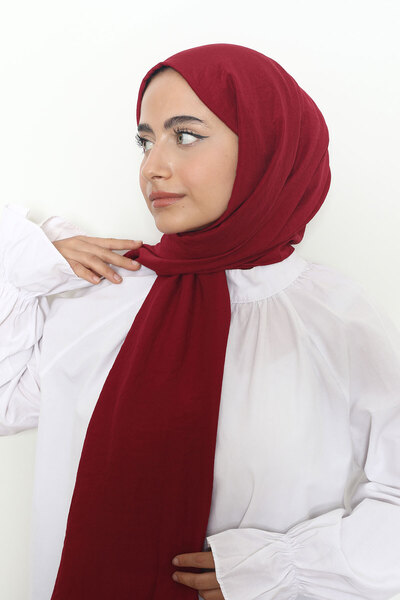 Mizge Scarf Pamuk Kraş Şal Bordo