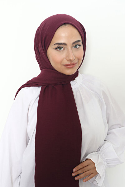 Mizge Scarf Pamuk Kraş Şal Mürdüm