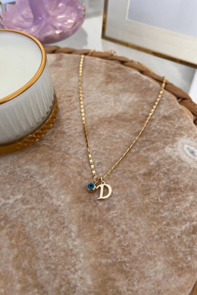 Trendy Butik D Harfli Ve Nazar Sallantılı Ince Zincirli Kolye
