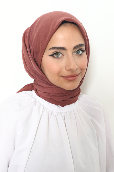 Mizge Scarf Pamuk Aerobin Eşarp Koyu Gül