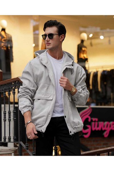 KUN SPORTSWEAR Ανοιξιάτικο μπουφάν με υφασμάτινη κουκούλα Gabardine άνετη εφαρμογή